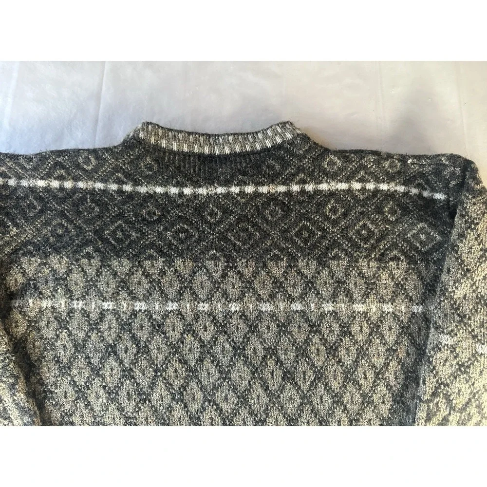 Vintage MEXX Sweater Mens Large Gray Brown‎ Geometric Knit Pullover Grandpa